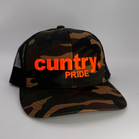 Cuntry Pride 6 Panel Camo Snap Back Trucker Cap